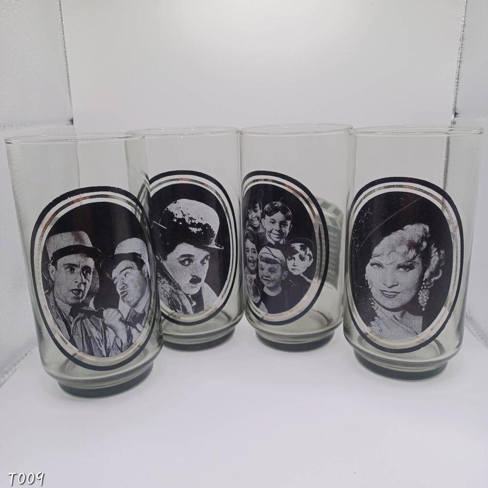 Vtg Arby's‎ 1979 Collectors Series #1, 2, 4, & 5 Actors Glasses Chaplin Abbott